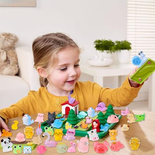 52Pcs Luminous Mini Resin Animals 52 Styles Miniature Glow in the Dark Resin Animal Figures to Hide Tiny Small Little Ducks Turtles Dinosaurs and Frogs for Micro Landscape Dollhouse Fairy Garden Decor - style: 52Pcs-Luminous