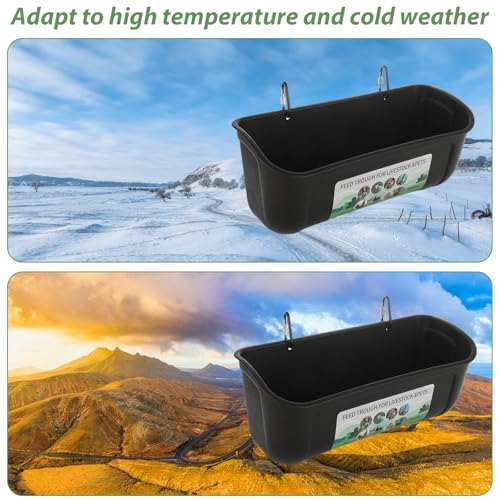 6 PCS Black Goat Feeder Hanging Pig Feeder with Clips 5 Quart Chicken Feeder Trough Poultry Feeder Hanging Goat Mineral Feeder Chicken Coop Feeder and Waters for Livestock, Pets, Poultry - color: Black