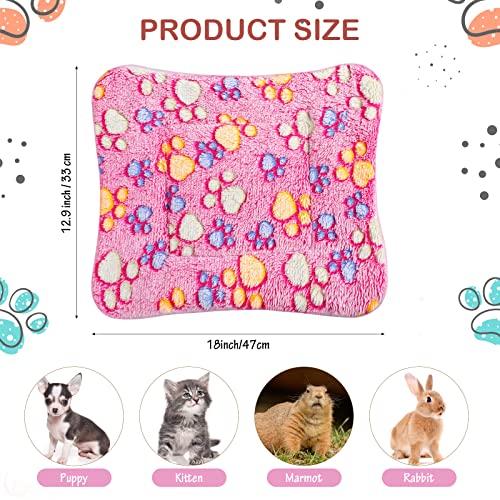4 Pack Ultra Soft Dog Cat Bed Mat Small Animal Guinea Pig Bed with Cute Print Reversible Fleece Dog Crate Kennel Pad Cozy Washable Thickened Hamster Pet Beds Mat(13 x 19 Inches,Vivid Color) - color: Vivid Color, size: 13 x 19 Inches