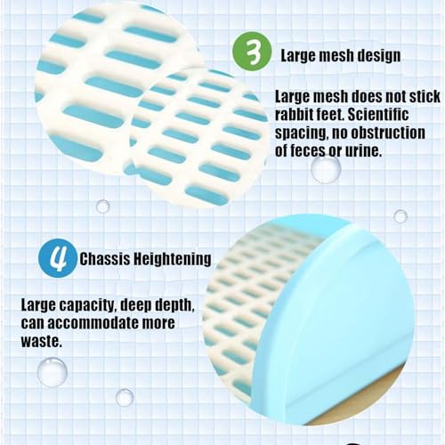 kathson Large Rabbit Litter Box, Pets Toilet Potty Trainer Tray Corner Small Animals Litter Bedding Box Bigger Pet Pan with Grass Mats for Adult Guinea Pig/Chinchilla/Ferret/Rabbit (Blue)
