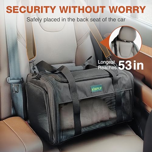 Airline Approved Cat Carrier 17"x11"x9.5", Under Seat Pet Travel Bag | TSA-friendly soft carrier with breathable mesh, top opening and foldable design. Fits cats up to 12 lbs for cabin travel. - color: Black, size: 17x11x9.5 In
