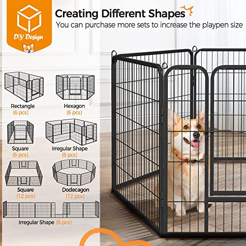 Yaheetech 32" H 6-Panel Extra Wide Dog Playpen w/Door for Indoor Outdoor | Heavy Duty Metal Frame, Secure Latch Gate, Tool-Free Assembly, Portable For Yard RV Camping, Ideal For Small & Medium Pets - size: 32"