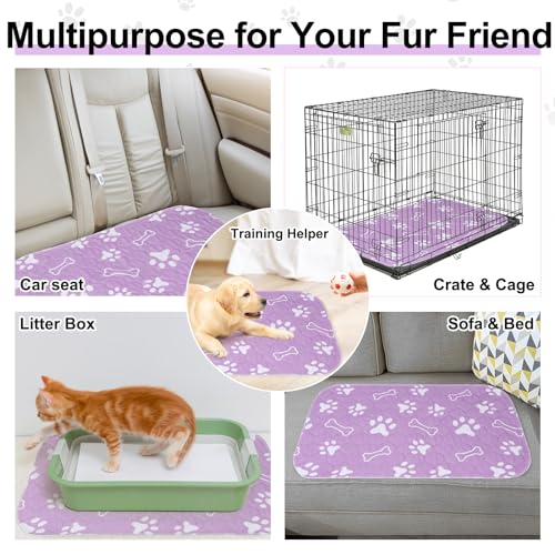 BEAUTYZOO 6 Pack Washable Pee Pads for Dogs, Reusable Puppy Pads for Potty Training, Waterproof Super Absorbent Whelping Pads Mats Non Slip Against Urine for Small Medium Dogs Cats, 16" x 24" - color: Purple, size: 16 X 24 Inch (Pack of 6)