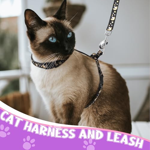 2 Pack Cat Harness and Leash with Collar Set, Escape Proof Cat Harness Adjustable Kitten Harness Glow in The Dark for Small Medium Cats | Adjustable Kitten Harness Glow in The Dark for Small Medium Cats - color: Multicolor