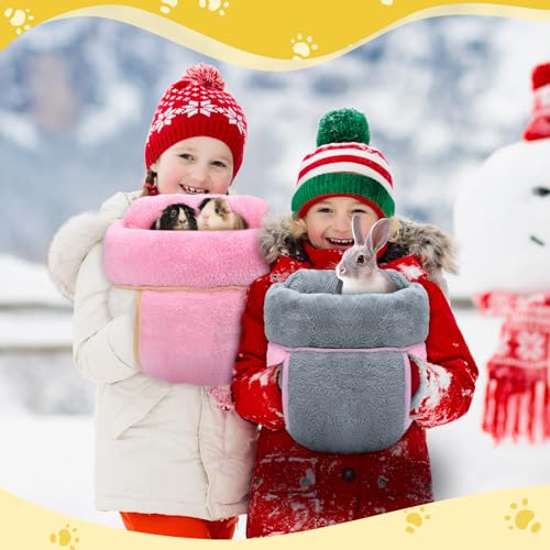 2 Pcs Guinea Pig Hideouts Guinea Pig Bed, Gray, Pink, Plain | Guinea Pig Sack, Soft Plush, Washable Bedding Hideout for Small Pet, Nest Supplies, Cage Habitat Accessories - color: Gray, Pink