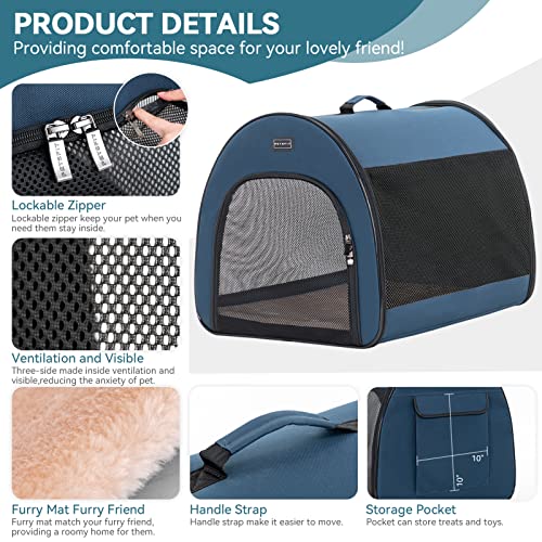 PETSFIT Soft Dog Crate, Dog Travel Crate - 26.5 Inch Lightweight, Roomy, Easy to Set Up, Portable Pop Up Dog Carrier with Thick Mat, Sturdy Soft Sided Dog Crate, Navy Blue - color: Navy Blue, size: 20.0"L x 20.0"W x 26.5"H