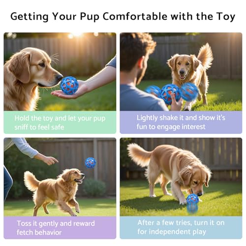 seagi Interactive Dog Toy, Motion-Activated Bouncing Vibrating Dog Ball | USB Rechargeable Design with Durable Natural Rubber Shell for Interactive Dog Ball, for Small/Medium/Large Dogs - color: Blue