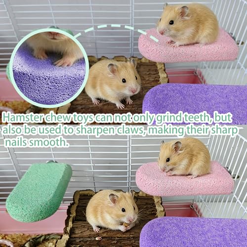 3 Pack Hamster Rat Lava Ledge Platform Teeth Grinding Chewing Toy (L) | Chinchillas Pumice Teeth Grinding Block Perch Stand Jumping Platform Small Animals Cage Accessories for Gerbil Mouse Bird