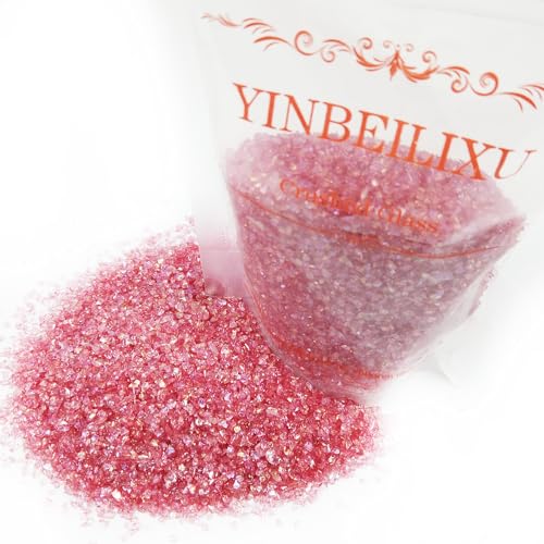 Crushed Glass Glitter, Broken Stones Shattered Glass Chips for Resin Art Crafts, Epoxy Resin Supplies, Geod Painting, DIY Art Projects, Jewelry Making, 2-4mm, 200g/7oz (Watermelon Red) - color: Watermelon Red