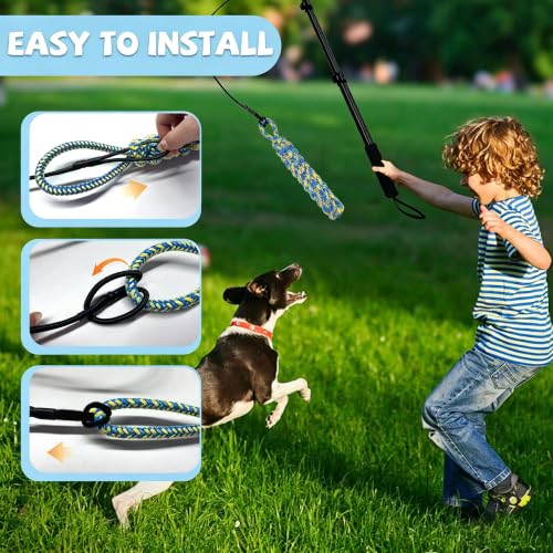 Flirt Pole for Dogs, Interactive Toys Tug-of-war for Dogs, Five-Section Retractable Adjustable Length, Chase Toys with Rope Chewing Sticks, for Outdoor Exercise & Training - size: 59Inch Pole-Black