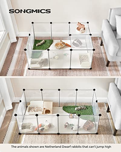 SONGMICS 20 Panels Pet Playpen with Floor, Small Animal Playpen, Pet Fence Indoor, DIY Plastic Enclosure for Guinea Pigs, Bunny, Hamsters, Hedgehogs, 49.2 x 24.8 x 16.5 Inches, White ULPC001W01 - color: White, style: 20 Panels - 49.2"L x 24.8"W x 16.5"H
