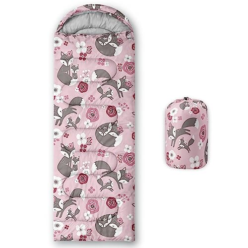 AILONEN Mermaid Scales Print Camping Sleeping Bag,Lightweight & Waterproof,3 Season Warm & Cool Weather,Portable Bags for Girls Women Travelling,Outdoors - color: Fox3