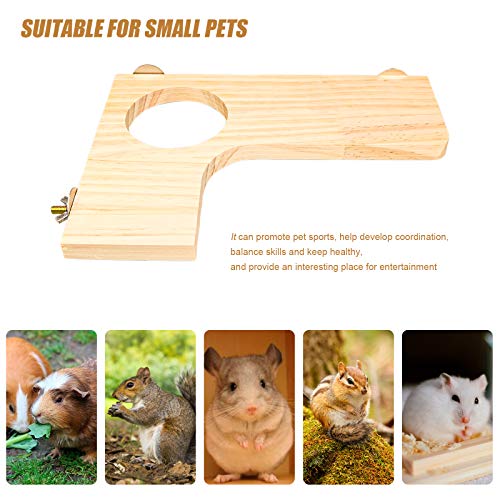Roundler Squirrel Gerbil Chinchilla and Dwarf Hamster L-shaped Round Hole Wooden Platform, Birds Parrots Activity Playground (style-1)
