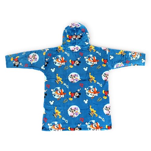 Jay Franco Wearable Throw Blanket – Kids Oversized Plush Hooded Blanket with Pocket, Ultra Soft Cozy Fleece Throw for Lounging, Travel, Blue - Mickey Mouse, 24x32 - Kid - color: Blue - Mickey Mouse, size: Kid