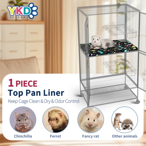 YKD Ferret Cage Liners for Ferret Nation & Critter Nation Cages | Waterproof Chinchilla Cage Accessories, Washable Bedding, for Ferrets, Chinchillas, Rats (Black, Top Pan Liner) - size: Top Pan Liner