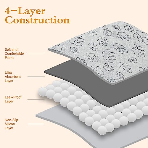 Reusable Puppy Pads, Washable Pee Pads, Leakproof 65"x 48" | Extra Large Absorbent Dog Training Pads, Wee Wee Pads With Waterproof Non-Slip Base For Potty, Crates, Playpen & Senior Dogs - size: 65x48-Gray