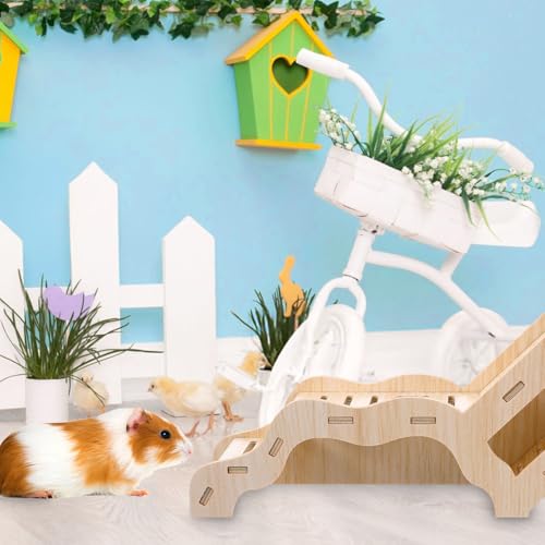 Versatile Hamster Hideout and Exploration Tunnel, Snap-Together Wooden Burrow with Panoramic Window Hamster Explorer for Gerbils Hamsters Small Pets Chew-Safe Cage Enrichment