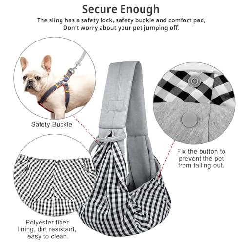 Dog and Cat Sling Carrier - Hands Free Reversible Pet Papoose Bag - Soft Pouch and Tote Design - Suitable for Puppy, Small Dogs Cats Outdoor - color: Classic Grey