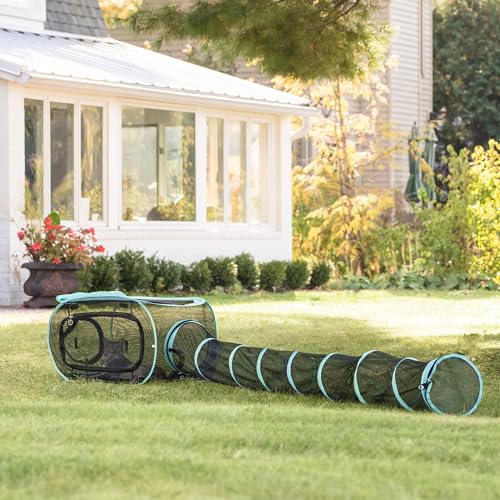 Kitty City Outdoor Catio Furniture and Play Kits for Cats, Play Combo - color: 1-Way Tunnel/Tent Combo
