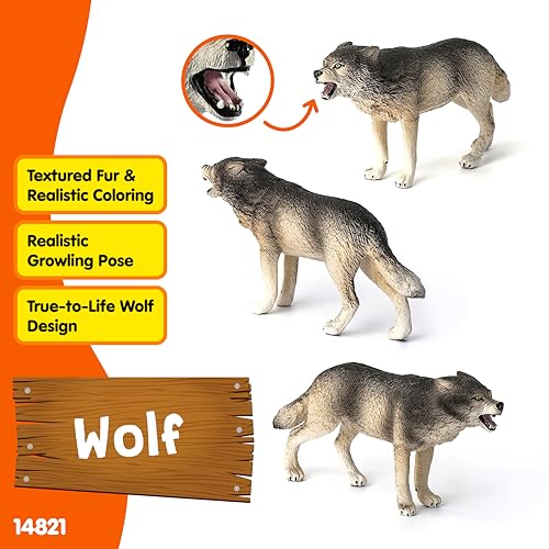 Schleich Wild Life Realistic Prowling Gray Wolf Figurine - Durable North American Forest Animal Figure for Kids, Perfect Toy for Fun and Imaginative Adventures, Gift for Boys and Girls Ages 3+ - style: Gray Wolf