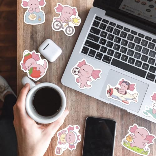 50PCS Axolotl Stickers, Cute Pink Animals Stickers for Water Bottle,Laptop,Phone,Skateboard, Cartoon Axolotl Gift for Kids Teens Adults - style: Cute