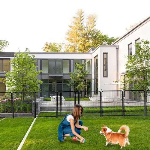 Garden Fencing 36 Inch High, 4 Panels Total 8.9 Ft(L) Dog Fencing Outdoor for Yard, 4 One-Sided Plate, No Door, Anti Dig Fence Barrier, Dog Pen, Rabbit Fence, Garden Fences and Borders