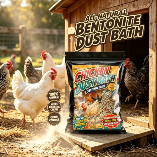 Animals and Poultry Calcium Bentonite Clay | 32 Oz Chicken Dust Bath | Healthier Eggs & Feathers | Chicken Coop Accessories | All Natural Bentonite Clay for Bath with Chinchill & Rabbits