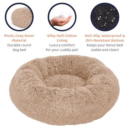 Donut Dog Bed - Premium Comfort for Anxiety Relief - Fluffy & Calming Design with Ultra-Plush Support | Cozy Round Dog Bed with Super Soft Circle Style (Camel, X-Large) - color: Camel, size: X-Large (45"L x 45"W x 10"Th)