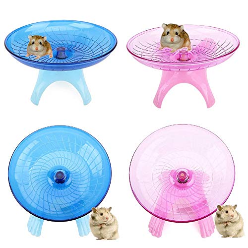 Hamster Toys Wood Bridge Rainbow Climb Kit and Exercise Wheel Jogging Running Silent Spinner Hamster Flying Saucer - color: Pink