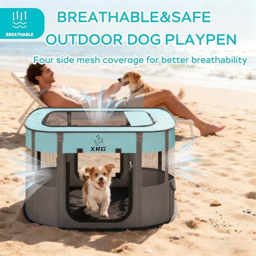 Portable Foldable Pet Playpen Collapsible Crates Kennel Playpen for Dog cat and Rabbit &Travel playpen Outdoor or Indoor (Large（35.4" L x 27.6" W x 23.6" H）, Green) - color: Green, style: Large（35.4"L x 27.6"W x 23.6"H）
