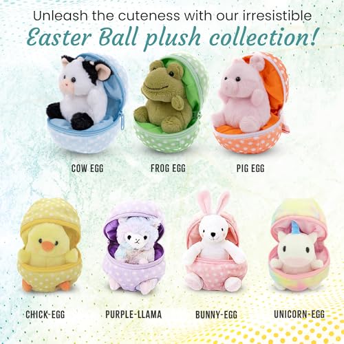 Easter Stuffed Animal - 6 inch - Surprise Zip up Egg Hideaway Springtime Inspired Plush Toy Gift for Kids, Boys and Girls - Easter Mother's Day Birthday (New Cow Egg) - color: New Cow Egg