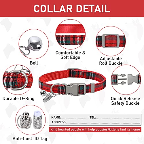 GAMUDA Small Dog Harness Collar and Leash Set, Step in No Chock No Pull Soft Mesh Adjustable Dog Vest Harnesses Plaid Reflective for Dogs Puppy Cats Kitten Rabbit (Red, XXS) - color: Red, size: XXS