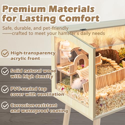 PROLEE Hamster Cage with Legs, Guinea Pig Cages Chew Proof, Hamster House, Hamster Cages and Habitats, Small Animal Cage, 48" L x 20" W x 47.5" H - size: 48.0"L x 20.0"W x 47.5"H