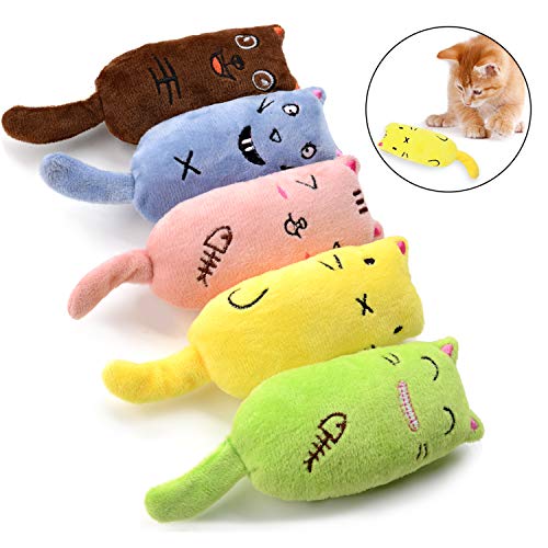 Legendog 5Pcs Catnip Toy, Cat Chew Toy Bite Resistant Catnip Toys for Cats,Catnip Filled Cartoon Mice Cat Teething Chew Toy (Multicolor1) - color: Multicolor1