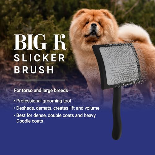 Chris Christensen Big K Dog Slicker Brush for Dogs (Goldendoodles, Labradoodles, Poodles), Groom Like a Professional, Fluff Detangle Style, Saves Time Energy, Black, Large - color: Black, size: Large