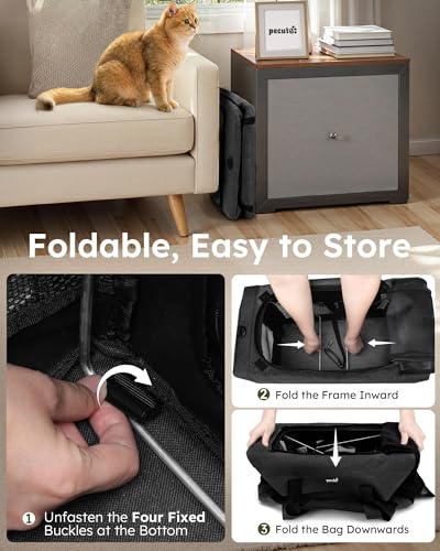 Pecute Cat Carrier, Portable Dog Carrier with Stable Structure, Dark Grey | Larger Space, 360° Ventilation & Comfort, Escape-Proof, for Travel / Car Trips / Vet Visits, Fits Cats up to 11 lbs - color: Dark Grey