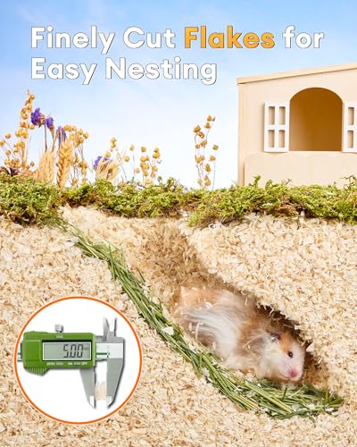 Bucatstate 70L Aspen Bedding, Ultra-Fine Shavings for Small Animals | 100% natural <5mm shavings for hamsters, guinea pigs & snakes. 4X expansion, low-dust, odor control. Ideal for burrowing. - size: 70L