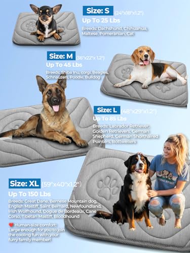 Dog Cooling Mat, Anti-Slip, Thick 3D Orthopedic Summer Pad for Dogs & Cats, Q-MAX > 0.5, Non-Toxic, Machine Washable, Chew-Resistant, Portable for Crate, Bed, Sofa, Car (Cool Grey, Small) - size: Small