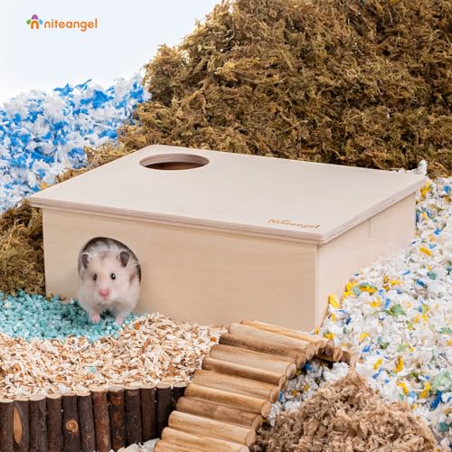 Niteangel Birch Chamber-Maze Hamster Hideout - Small Pets Woodland House Habitats Decor for Hamster Mice Gerbils Mouse