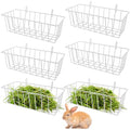 6 Pack Rabbit Hay Feeder, Heavy Duty Metal Bunny Hay Holder with Hooks, 9 x 4 x 3 Inch Hanging Hay Rack for Rabbit Cage, Guinea Pig, Chinchilla, White - color: White