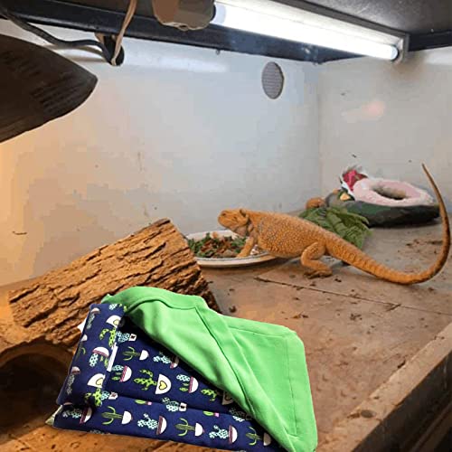 Dnoifne Reptile Sleeping Bag, Reptile Pets' Sleeping Bag Set with Pillow and Blanket, Hideout Habitat with Soft Warm for Bearded Dragon Leopard Gecko Lizard (Blue) - size: Blue Rectangle