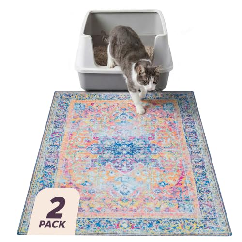 Lovewag Cat Litter Mat, Litter Box Mat, Marmalade Sunshine, 28x41, 2 Pack | Washable litter mat cover, kitty litter mat & cat mat for litter box, litter trapping mat, prevents tracking, multi-cat - color: Marmalade Sunshine, size: 28x41 inches (Pack of 2)
