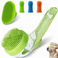 5PC pet grooming bath brush set - silicone massage brush with shampoo dispenser - suitable for dogs and cats for bathing, removing loose hair, and oral cleaning (green) - color: green