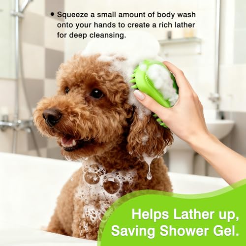 Pet Rubber Bath Brush for Dogs & Cats, Soft TPR Bath Curry Brush with Massage Design for Long and Short Hair Pets