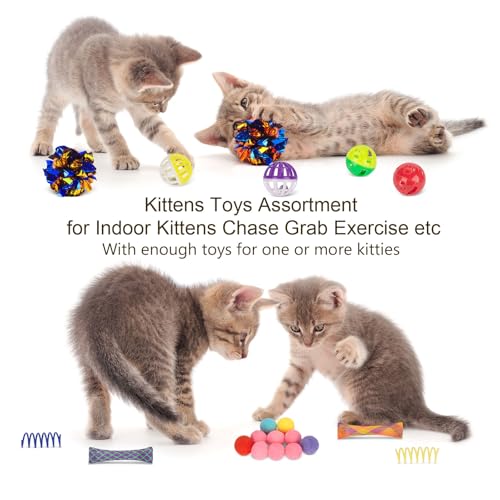 Retro Shaw 33PCS Interactive Cat Toys, Cat Play Tunnels for Indoor Cats | Collapsible, Relieves Boredom & Anxiety, Kitten Feather Wand Springs Crinkle Balls Bell Plush Mice Chew Kicker - color: Large cat tunnel toy set