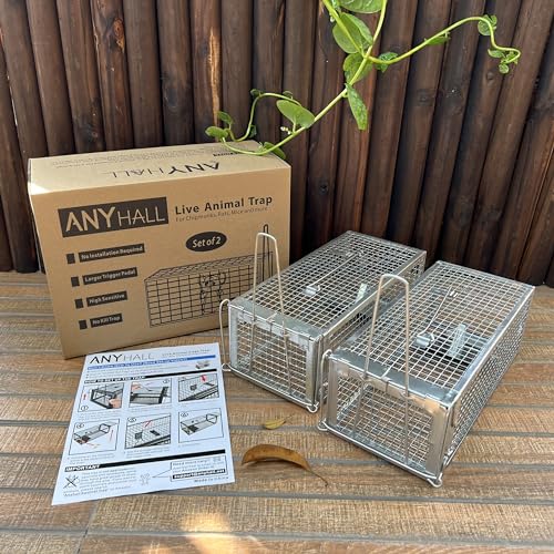 2-Pack Live Chipmunk Traps Humane Vole Hamster Mouse Rat Cage Traps | Catch and Release, For Indoor and Outdoor Use - color: Silver