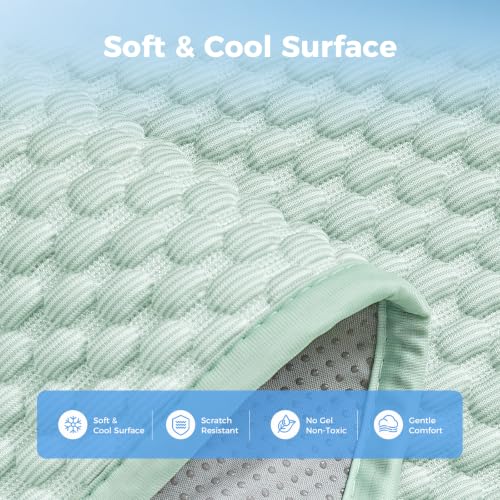 Lekereise Cooling Mat for Dogs - Self-Dog Cooling Mat Indoor, Pressure-Activated Cold Blanket for Sofa, Floor & Car, Crate, 27.6"x 69", Green - size: S(27.6"x 69"x 0.79")