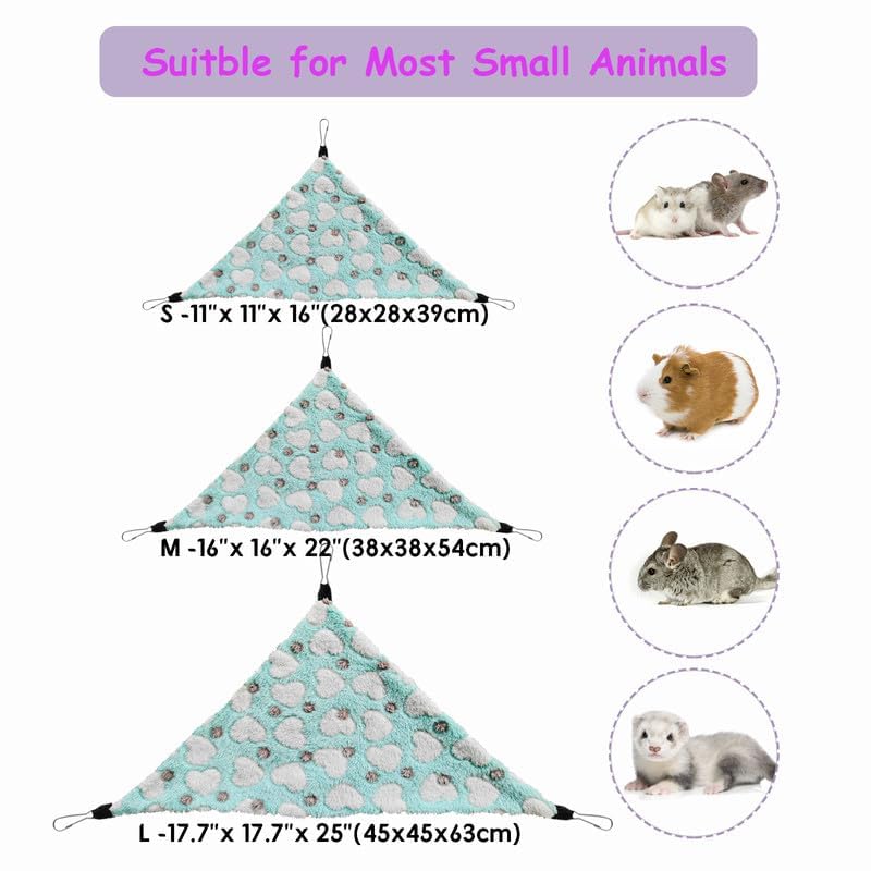 Guinea Pig & Rat Hammocks, Perfect for Pet Critter Cages, 2 Pack | Come with Hooks | Ideal Hanging Hammocks for All Small Animals: Chinchillas, Squirrels, Hamsters. M, Pink+Green - color: HTPink+Green, size: Medium