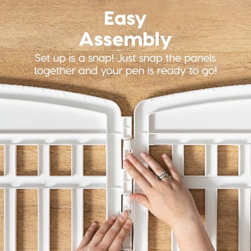 IRIS USA 6-Panel Dog Playpen, Pet Enclosure, White | Safe Play Zone, Configurable Layout, Multi-Shape Setup, Custom Pen Configuration, Stable Non-Tip Base, Secure Door Latch - color: White, size: 6 Panel - 34" H