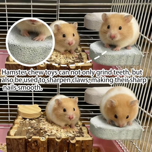 4 Pack Hamster Rat Lava Ledge Platform Teeth Grinding Chewing Toy (S,Grey) | Chinchillas Pumice Teeth Grinding Block Perch Stand Jumping Platform Small Animals Cage Accessories for Gerbil Mouse Bird